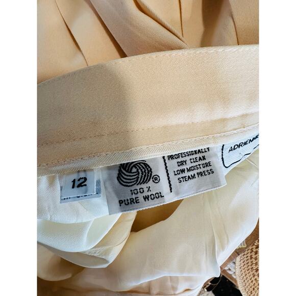 Vintage 90s Wool Pleated Skirt Cream Size Medium/10 Prep Twee Schoolgirl Looks - Picture 3 of 10